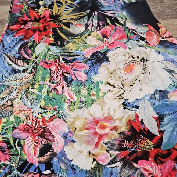 Jonathan Martin Floral Drape Neck Mini Dress Muti-Color Women's Medium Bright - Picture 5 of 6